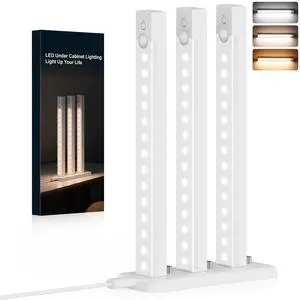 3-Pack Under Cabinet Lighting with charging station 8-Inch Rechargeable Motion Sensor Light Indoor 3 Color Dimmable Closet Light, USB Stick on LED Magnetic Under Counter Lights for Kitchen Stair 3-Pack Under Cabinet Lighting with charging station 8-Inch Rechargeable Motion Sensor Light Indoor 3 Color Dimmable Closet Light, USB Stick on LED Magnetic Under Counter Lights for Kitchen Stair