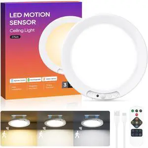 Rechargeable Motion Sensor Ceiling Light, 8000mAh Battery Operated Ceiling Lights with Remote, Magnetic Wireless Closet Light, 3 Color Dimmable LED Lights for Closet Shower Pantry Shed Hallway Stairs Rechargeable Motion Sensor Ceiling Light, 8000mAh Battery Operated Ceiling Lights with Remote, Magnetic Wireless Closet Light, 3 Color Dimmable LED Lights for Closet Shower Pantry Shed Hallway Stairs