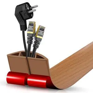 Floor Cord Cover Cavity 0.8"x0.37" Self Adhesive Cord Hider, 3.3FT Low Profile Cable Management, Extension Strip Protector for Wires, Prevent Cable Trips for Offices, Gyms, Exhibitions (Brown Wood) Floor Cord Cover Cavity 0.8"x0.37" Self Adhesive Cord Hider, 3.3FT Low Profile Cable Management, Extension Strip Protector for Wires, Prevent Cable Trips for Offices, Gyms, Exhibitions (Brown Wood)
