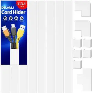 Cord Covers for Wires on Wall, 113.4in TV Cord Hider, Self-adhesive Cable Hider Cable Cover Raceway, Paintable Wire Hider Wire Covers for Cords, Hide Cords Wall Mounted Tv, W0.95×H0.55in, White Cord Covers for Wires on Wall, 113.4in TV Cord Hider, Self-adhesive Cable Hider Cable Cover Raceway, Paintable Wire Hider Wire Covers for Cords, Hide Cords Wall Mounted Tv, W0.95×H0.55in, White