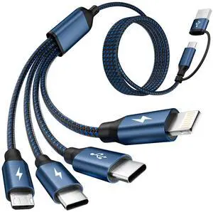 4 in 2 Multi Charging Cable,Dual Type-C Multiple Charger Cable,USB A/C Charging Cables for Multiple Devices with IP/Micro/USBC Port, Universal USB C Cable Phone Charger Cord for iPhone 16-12,Navy 4 in 2 Multi Charging Cable,Dual Type-C Multiple Charger Cable,USB A/C Charging Cables for Multiple Devices with IP/Micro/USBC Port, Universal USB C Cable Phone Charger Cord for iPhone 16-12,Navy