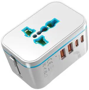 Universal Travel Adapter Worldwide, Multi Plugs Adapter with 2 USB-C & 2 USB-A, All-in-One AC Ports Wall Charger, International Power Converter for EU US UK AUS JP 200+ Countries (White) Universal Travel Adapter Worldwide, Multi Plugs Adapter with 2 USB-C & 2 USB-A, All-in-One AC Ports Wall Charger, International Power Converter for EU US UK AUS JP 200+ Countries (White)