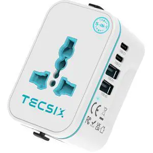 Universal Travel Adapter Worldwide, International Plug Adapter with 2 USB-C & 2 USB-A Ports, 5-in-1 Travel Power Adapter for EU UK US AUS, Compact Travel Essentials for 200+ Countries Universal Travel Adapter Worldwide, International Plug Adapter with 2 USB-C & 2 USB-A Ports, 5-in-1 Travel Power Adapter for EU UK US AUS, Compact Travel Essentials for 200+ Countries