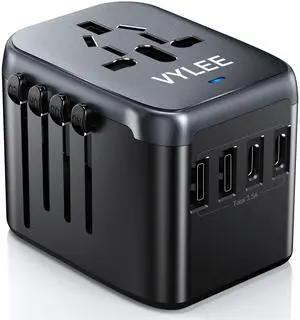 Universal Travel Adapter, 5 in 1 International Power Adapter with 3.5A 2xUSB-A & 2xUSB-C Ports, Travel Plug Adapter Worldwide for Europe USA UK AUS Travel Essentials (Black Grey) Universal Travel Adapter, 5 in 1 International Power Adapter with 3.5A 2xUSB-A & 2xUSB-C Ports, Travel Plug Adapter Worldwide for Europe USA UK AUS Travel Essentials (Black Grey)