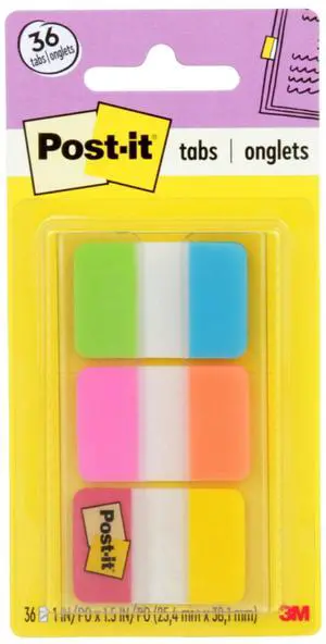 Tabs, 1 in Solid, Aqua, Yellow, Pink, Red, Green, Orange, 6/Color, 36/Dispenser (686-ALOPRYT) Tabs, 1 in Solid, Aqua, Yellow, Pink, Red, Green, Orange, 6/Color, 36/Dispenser (686-ALOPRYT)