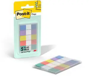 Flags, 0.47 in. x 1.7 in., One Dispenser with 100 -Count Assorted Pastel Colors Sticky Tabs Per Dispenser, Removable Page Markers for Planners, Journals, and Calendars (100 Flags Total) Flags, 0.47 in. x 1.7 in., One Dispenser with 100 -Count Assorted Pastel Colors Sticky Tabs Per Dispenser, Removable Page Markers for Planners, Journals, and Calendars (100 Flags Total)