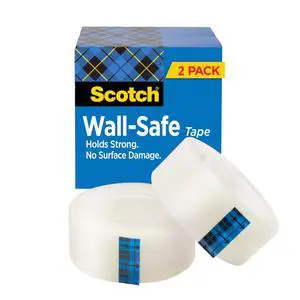 Wall-Safe Tape, 2 Refill Rolls, Clear Removable Wall Tape with Matte Finish for Hanging Photos, Art, and Décor, 3/4 in x 1,296 in Wall-Safe Tape, 2 Refill Rolls, Clear Removable Wall Tape with Matte Finish for Hanging Photos, Art, and Décor, 3/4 in x 1,296 in