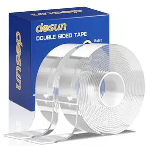 Double-Sided Tape, 0.08Inch Thick Heavy Duty Enhanced Transparent Adhesion Tape. 2 Rolls Reusable Mounting Tape, Nano Tape for Poster Carpet Picture Hanging Strip Rug Wall Outdoor (20FT) Double-Sided Tape, 0.08Inch Thick Heavy Duty Enhanced Transparent Adhesion Tape. 2 Rolls Reusable Mounting Tape, Nano Tape for Poster Carpet Picture Hanging Strip Rug Wall Outdoor (20FT)