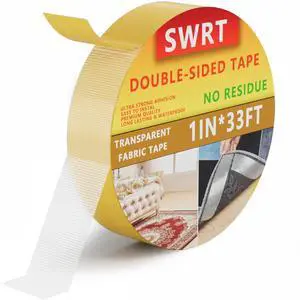 Double Sided Fabric Tape 1" x 33FT Heavy Duty, Clear, No Residue, Strong Adhesion for Carpet, Crafts, Clothing, Outdoor & Indoor Use Double Sided Fabric Tape 1" x 33FT Heavy Duty, Clear, No Residue, Strong Adhesion for Carpet, Crafts, Clothing, Outdoor & Indoor Use
