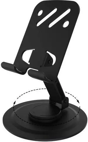 Adjustable Metal Cell Phone Stand, 360° Rotation Fully Foldable, Anti-Slip Base Desktop Phone Holder for iPhone 17 16 15 Pro Max All Smartphones (Black) Adjustable Metal Cell Phone Stand, 360° Rotation Fully Foldable, Anti-Slip Base Desktop Phone Holder for iPhone 17 16 15 Pro Max All Smartphones (Black)