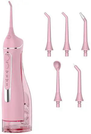 Cordless Portable Water Flosser with 300ML Tank: Rechargeable Oral Irrigator with 5 Tips for Travel, Braces Care and Sensitive Gums, IPX7 Waterproof Teeth Cleaning Device(C260Pink) Cordless Portable Water Flosser with 300ML Tank: Rechargeable Oral Irrigator with 5 Tips for Travel, Braces Care and Sensitive Gums, IPX7 Waterproof Teeth Cleaning Device(C260Pink)