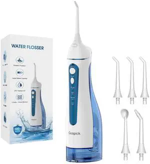 Cordless Portable Water Flosser with 300ML Tank: Rechargeable Oral Irrigator with 5 Tips for Travel, Braces Care and Sensitive Gums, IPX7 Waterproof Teeth Cleaning Device(Blue Cordless Portable Water Flosser with 300ML Tank: Rechargeable Oral Irrigator with 5 Tips for Travel, Braces Care and Sensitive Gums, IPX7 Waterproof Teeth Cleaning Device(Blue