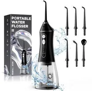 Cordless Water Flosser for Teeth Cleaning, Gums & Braces, 5 Cleaning Modes with DIY Mode, 6 Jet Tips, 320ml Water Tank, Rechargeable Oral Irrigator, IPX7 Waterproof for Home & Travel, Black Cordless Water Flosser for Teeth Cleaning, Gums & Braces, 5 Cleaning Modes with DIY Mode, 6 Jet Tips, 320ml Water Tank, Rechargeable Oral Irrigator, IPX7 Waterproof for Home & Travel, Black