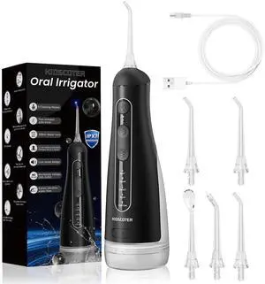 Water Flosser for Teeth with Detachable Washable Tank, 5 Modes Rechargeable Cordless Oral Irrigator, 300ml Portable Dental Flosser, IPX7 Waterproof for Home & Travel, Black Water Flosser for Teeth with Detachable Washable Tank, 5 Modes Rechargeable Cordless Oral Irrigator, 300ml Portable Dental Flosser, IPX7 Waterproof for Home & Travel, Black