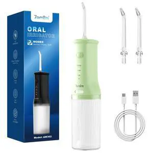 Portable Cordless Water Flosser, Oral Irrigator with 3 Modes & 2 Tips, Fast Rechargeable, IPX7 Waterproof, Dental Water Flosser for Travel and Home Use (Light Green) Portable Cordless Water Flosser, Oral Irrigator with 3 Modes & 2 Tips, Fast Rechargeable, IPX7 Waterproof, Dental Water Flosser for Travel and Home Use (Light Green)