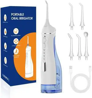 Portable IPX7 Rechargeable Water Flosser for Teeth Pick, 4 Modes 5 Jet Tips Oral Irrigator, 300ml Tank - for Braces, Sensitive Gums, Home & Travel Portable IPX7 Rechargeable Water Flosser for Teeth Pick, 4 Modes 5 Jet Tips Oral Irrigator, 300ml Tank - for Braces, Sensitive Gums, Home & Travel