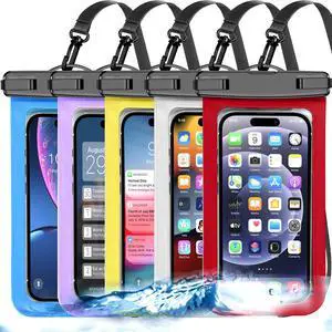 5 Pack Multicolor Waterproof Phone Pouch, Cell Phone Case Dry Bag,Protection Level: IP68,Beach Cruise for iPhone,Samsung,and More,Lanyard Included,(Fits Up to 8.3"),White,Blue,Red,Purple,Yellow 5 Pack Multicolor Waterproof Phone Pouch, Cell Phone Case Dry Bag,Protection Level: IP68,Beach Cruise for iPhone,Samsung,and More,Lanyard Included,(Fits Up to 8.3"),White,Blue,Red,Purple,Yellow