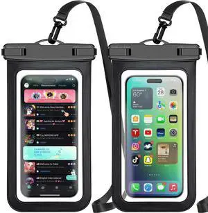 Waterproof Phone Pouch,2 Pack Black Phone Waterproof Case,Cell Phone Dry Bag,Protection Level: IP68,Beach Cruise for Apple iPhone,Samsung,and More,Lanyard Included,(Fits Up to 8.3),Black Waterproof Phone Pouch,2 Pack Black Phone Waterproof Case,Cell Phone Dry Bag,Protection Level: IP68,Beach Cruise for Apple iPhone,Samsung,and More,Lanyard Included,(Fits Up to 8.3),Black