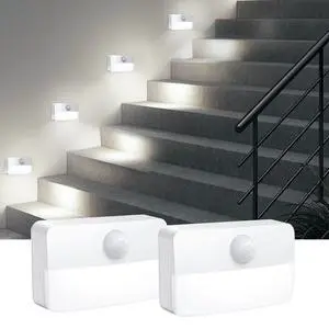 2 Pack Mini Motion Sensor Stair Light for Indoor, Battery-Powered LED Night Light, 40 Lumen 6500K, Cordless Closet Lights, Safe Lights for Stairs, Hallway, Bathroom, Kitchen, Cabinet 2 Pack Mini Motion Sensor Stair Light for Indoor, Battery-Powered LED Night Light, 40 Lumen 6500K, Cordless Closet Lights, Safe Lights for Stairs, Hallway, Bathroom, Kitchen, Cabinet