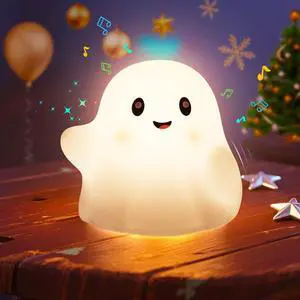 Rechargeable Night Light for Kids, Halloween Ghost Night Lights with Touch Sensor, Cute Home Decor Squishy Lamp with 19 Interactive Sounds/3 Light Modes/30-Min Timer Rechargeable Night Light for Kids, Halloween Ghost Night Lights with Touch Sensor, Cute Home Decor Squishy Lamp with 19 Interactive Sounds/3 Light Modes/30-Min Timer