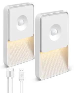 Rechargeable Motion Sensor Night Lights, Magnetic Stair Lights Indoor, Warm Dimmable Night Light for Hallway,Bathroom,Bedroom,Closet(2 Pack) Rechargeable Motion Sensor Night Lights, Magnetic Stair Lights Indoor, Warm Dimmable Night Light for Hallway,Bathroom,Bedroom,Closet(2 Pack)