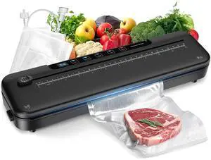 75kpa Vacuum Sealer Machine - 6-in-1 Compact Food Sealer with Digital Countdown Timer, External Sliding Blade for Freshness Storage, Black 75kpa Vacuum Sealer Machine - 6-in-1 Compact Food Sealer with Digital Countdown Timer, External Sliding Blade for Freshness Storage, Black