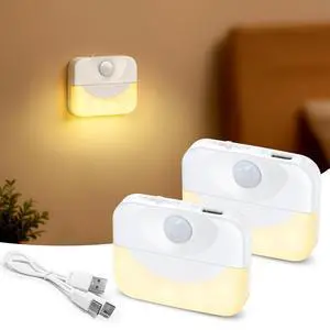 2 Pack Rechargeable Motion Sensor Stair Light for Indoor,Warm White LED Night Light,Wireless Stick on Anywhere Hallway Lamp,Motion Activated Lamps for Step, Cabinet, Hallway, Bathroom 2 Pack Rechargeable Motion Sensor Stair Light for Indoor,Warm White LED Night Light,Wireless Stick on Anywhere Hallway Lamp,Motion Activated Lamps for Step, Cabinet, Hallway, Bathroom