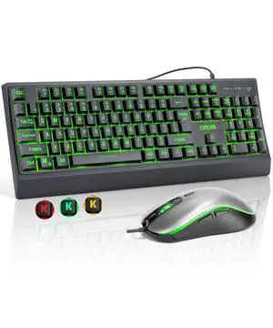 USB Wired Keyboard and Mouse Combo with Backlit, Large Print for Computer USB Wired Keyboard and Mouse Combo with Backlit, Large Print for Computer