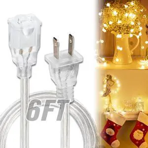 6 FT Clear Extension Cord - Male to Female Invisible Indoor 2 Prong Power Cable, Thin Extension Cord, UL-Certified, 2 x 18 AWG 250V 6A 6 FT Clear Extension Cord - Male to Female Invisible Indoor 2 Prong Power Cable, Thin Extension Cord, UL-Certified, 2 x 18 AWG 250V 6A