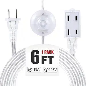 1 Pack Clear Extension Cord with Foot Switch 3 Outlet 6 FT Invisible Extension Cord 2 Prong Power Cable Male to Female, UL-Certified, 13A/125V, 2 x 16 AWG 1 Pack Clear Extension Cord with Foot Switch 3 Outlet 6 FT Invisible Extension Cord 2 Prong Power Cable Male to Female, UL-Certified, 13A/125V, 2 x 16 AWG