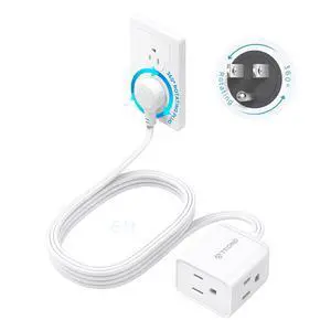 Flat Extension Cord 6ft with 360° Rotating Plug, ETL Listed 3 Prong Power Strip, Low Profile Three Outlets, 13A, SPT 16/3 Gauge, Small for Tight Spaces Indoor Home Office Cruise Travel, White Flat Extension Cord 6ft with 360° Rotating Plug, ETL Listed 3 Prong Power Strip, Low Profile Three Outlets, 13A, SPT 16/3 Gauge, Small for Tight Spaces Indoor Home Office Cruise Travel, White
