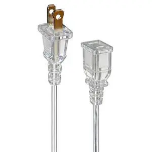 Clear Extension Cord Thin 6 Feet for Lamp,Camera,LED Light,Chrismas Light,2 Prong Single Plug,5A 125V 625W Clear Extension Cord Thin 6 Feet for Lamp,Camera,LED Light,Chrismas Light,2 Prong Single Plug,5A 125V 625W