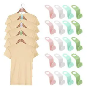50 Pcs Space Saving Clothes Hanger Connectors - Plastic Extender Hooks for Closet Organizer - Cascading Hanger Hooks (4 Colors) 50 Pcs Space Saving Clothes Hanger Connectors - Plastic Extender Hooks for Closet Organizer - Cascading Hanger Hooks (4 Colors)