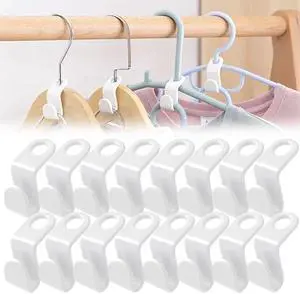 50 PCS Hanger Connector Hooks, Space Saving Hangers, Closet Hanging Organizer for College Dorm Room Essentials, Thickening Upgrade (White-50 Pcs) 50 PCS Hanger Connector Hooks, Space Saving Hangers, Closet Hanging Organizer for College Dorm Room Essentials, Thickening Upgrade (White-50 Pcs)