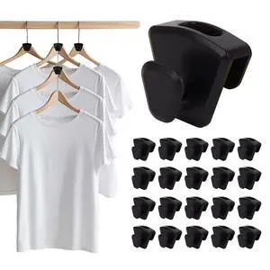 60 Pack Space Saving Hanger Hooks, Black Plastic Triangle Hangers, Connector Hooks for Closet Organizers and Storage in Dorms and Homes 60 Pack Space Saving Hanger Hooks, Black Plastic Triangle Hangers, Connector Hooks for Closet Organizers and Storage in Dorms and Homes