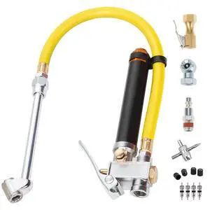 Heavy Duty Tire Inflator with Pressure Gauge 120PSI with Dual Head Air Chuck and Lock On Tire Chuck, Air Compressor Accessory and Tire Valve Tools Heavy Duty Tire Inflator with Pressure Gauge 120PSI with Dual Head Air Chuck and Lock On Tire Chuck, Air Compressor Accessory and Tire Valve Tools
