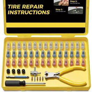 Tire Repair Kit with Tire Plugs Screw Type, Heavy Duty Flat Tire Puncture Repair Nail Kit for Car, Truck, Motorcycle, SUV, ATV, Tractor Tire Repair Kit with Tire Plugs Screw Type, Heavy Duty Flat Tire Puncture Repair Nail Kit for Car, Truck, Motorcycle, SUV, ATV, Tractor