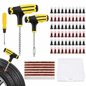 Tire Repair Rubber Nail Kit, 69Pcs Heavy Duty Rubber Tire Plug Screws with Screwdriver & T-Handle Tools, Universal Self-Service Flat Tire Repair Kit for Car, Truck, Motorcycle, Tractor Tire Repair Rubber Nail Kit, 69Pcs Heavy Duty Rubber Tire Plug Screws with Screwdriver & T-Handle Tools, Universal Self-Service Flat Tire Repair Kit for Car, Truck, Motorcycle, Tractor