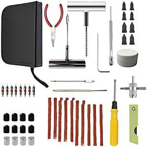 55PCS Tire Repair Kit Heavy Duty Plug & Patch Kit with Tire Gauge & Valve Tools Emergency Flat Tire Repair for Car, Truck, Motorcycle, ATV, SUV Includes Storage Bag & Manual 55PCS Tire Repair Kit Heavy Duty Plug & Patch Kit with Tire Gauge & Valve Tools Emergency Flat Tire Repair for Car, Truck, Motorcycle, ATV, SUV Includes Storage Bag & Manual