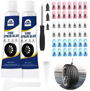 42PCS Tire Repair Rubber Nails Screws Kit with 2 Tubes Black Tire Sealant Glue & Screwdriver, 3 Sizes Universal Screw-in Tire Repair Plugs, Puncture Fix Tools for Car Motorcycle Truck ATV RV Tractor 42PCS Tire Repair Rubber Nails Screws Kit with 2 Tubes Black Tire Sealant Glue & Screwdriver, 3 Sizes Universal Screw-in Tire Repair Plugs, Puncture Fix Tools for Car Motorcycle Truck ATV RV Tractor