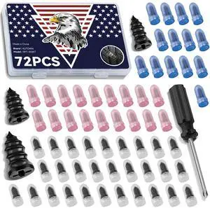 72PCS Tire Repair Rubber Nail Kit - Complete Set with 3 Sizes, Storage Box & Screwdriver - for Car, Truck, Motorcycle & More 72PCS Tire Repair Rubber Nail Kit - Complete Set with 3 Sizes, Storage Box & Screwdriver - for Car, Truck, Motorcycle & More