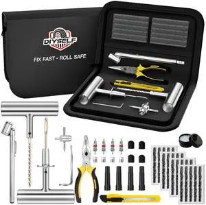 Tire Plug Kit, Heavy Duty Tire Repair Kit for Car Motorcycle Truck SUV, Professional Tubeless Flat Tire Repair Kit with T-Handle Tools, 45PCS Tire Plug Kit, Heavy Duty Tire Repair Kit for Car Motorcycle Truck SUV, Professional Tubeless Flat Tire Repair Kit with T-Handle Tools, 45PCS