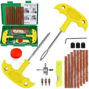 Tire Repair Kit, 33Pcs Heavy Duty Tire Plug Kit, Universal Tire Repair Tools to Fix Punctures and Plug Flats Patch Kit for Cars, Motorcycles, Atvs, Tractors, Etc Tire Repair Kit, 33Pcs Heavy Duty Tire Plug Kit, Universal Tire Repair Tools to Fix Punctures and Plug Flats Patch Kit for Cars, Motorcycles, Atvs, Tractors, Etc