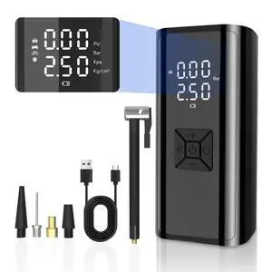 Portable Air Pump for Car Tires with Digital Pressure Gauge, 150PSI Cordless Portable Tire Inflator Air Compressor Electric Rechargeable Tire Air Pump with Emergency Light for Car Bike Motorcycle Ball Portable Air Pump for Car Tires with Digital Pressure Gauge, 150PSI Cordless Portable Tire Inflator Air Compressor Electric Rechargeable Tire Air Pump with Emergency Light for Car Bike Motorcycle Ball