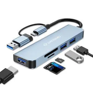 USB Hub 5 Ports, Multiple USB Hub 3.0 & TF/SD Card Reader, USB Splitter 5 in 1 USB Extender Compatible with MacBook/Pad Pro/Dell/HP Laptop/Phones USB Hub 5 Ports, Multiple USB Hub 3.0 & TF/SD Card Reader, USB Splitter 5 in 1 USB Extender Compatible with MacBook/Pad Pro/Dell/HP Laptop/Phones