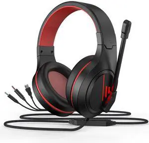 MH601 Headphones with Microphone Wired Headset with Active Noise Canceling Microphone, 3.5mm Audio Jack Stereo Headphone - Red (Game/Work/School) MH601 Headphones with Microphone Wired Headset with Active Noise Canceling Microphone, 3.5mm Audio Jack Stereo Headphone - Red (Game/Work/School)