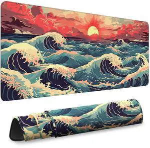 Gaming Desk Mat with Silky Smooth Surface & Exquisite Patterns,31.5x11.8 Inches Large-Sized Mouse Pad, Perfect for Extended Gaming,Work,and Home Office Decor (Japanese Waves 1) Gaming Desk Mat with Silky Smooth Surface & Exquisite Patterns,31.5x11.8 Inches Large-Sized Mouse Pad, Perfect for Extended Gaming,Work,and Home Office Decor (Japanese Waves 1)