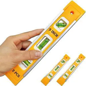 9 Inch Torpedo Level Magnetic, Shock-Proof Small Level Tool with 45/90/180 Degree Bubble Vials, Aluminium Alloy Frame, V-Groove and Magnet Track2PCS 9 Inch Torpedo Level Magnetic, Shock-Proof Small Level Tool with 45/90/180 Degree Bubble Vials, Aluminium Alloy Frame, V-Groove and Magnet Track2PCS
