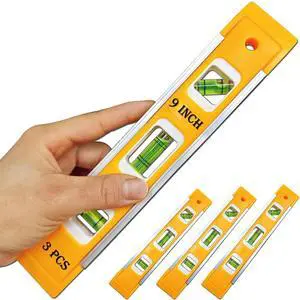 9 Inch Torpedo Level Magnetic, Shock-Proof Small Level Tool with 45/90/180 Degree Bubble Vials, Aluminium Alloy Frame, V-Groove and Magnet Track3PCS 9 Inch Torpedo Level Magnetic, Shock-Proof Small Level Tool with 45/90/180 Degree Bubble Vials, Aluminium Alloy Frame, V-Groove and Magnet Track3PCS