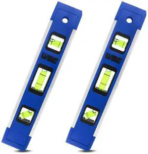 9-Inch Magnetic Torpedo Level,Yellow Aluminum Magnetic Torpedo Level, 180/90/45 Degree Bubbles With Shock Absorbing End Caps (BLUE, 2 Pack) 9-Inch Magnetic Torpedo Level,Yellow Aluminum Magnetic Torpedo Level, 180/90/45 Degree Bubbles With Shock Absorbing End Caps (BLUE, 2 Pack)
